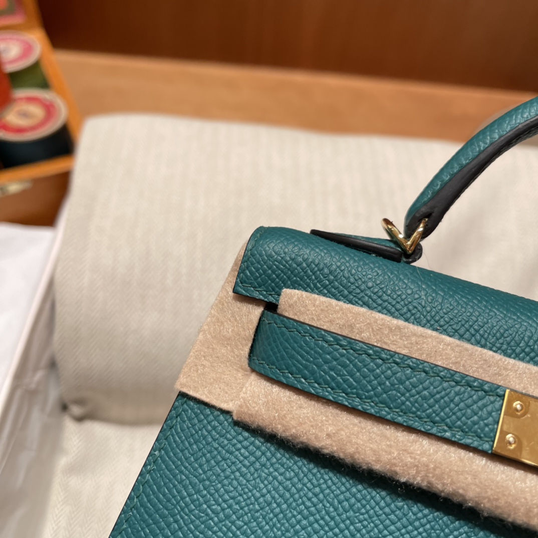 에르메스 미니 켈리백19 그린 금장 앱송